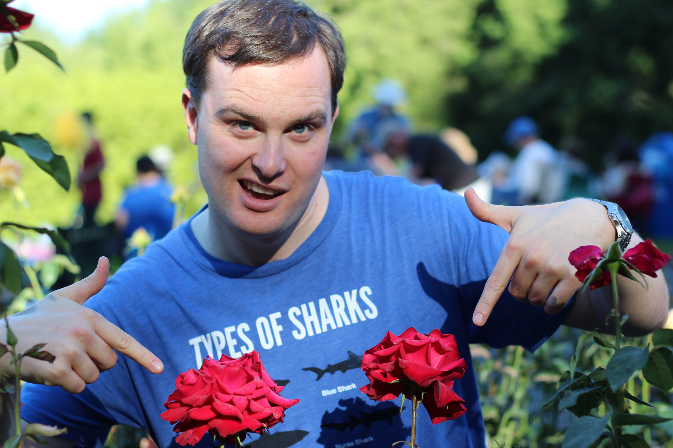 David with flowers